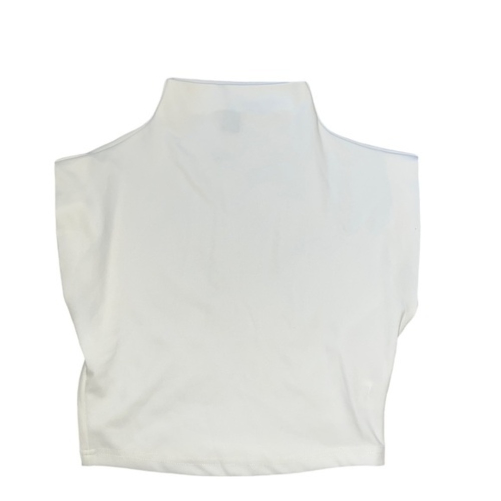White Mock Neck Sleeveless Top